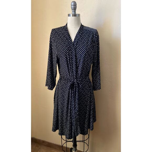 Rene Rofe Women's Robe Size L Black White Grey White Polka Dot - Picture 2 of 6